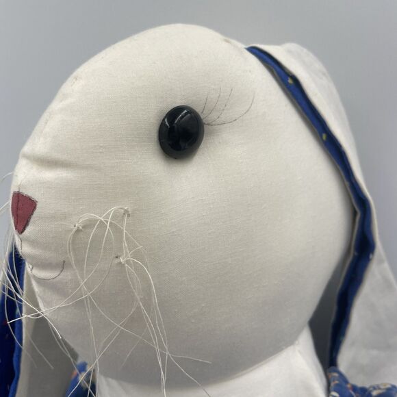 Vtg 90’s Handmade Muslin Long Eared Country Bunny Rabbit Quilted Overalls Easter - Picture 6 of 7